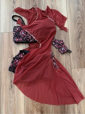 Adult medium Women’s Burnt Orange Dance Skirt with Sheer Overlay